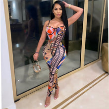 Load image into Gallery viewer, ANJAMANOR Fashion Print Sheer Mesh Pants Set Clubwear See Through Jumpsuit Women Two Piece Outfits Bodysuit Leggings D57-CD18
