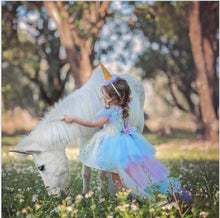 Load image into Gallery viewer, ALSAS Unicorn Dress with Long Tail + Wings Wig Hairband
