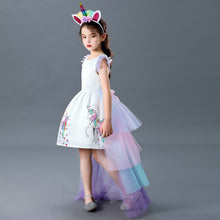 Load image into Gallery viewer, ALSAS Unicorn Dress with Long Tail + Wings Wig Hairband
