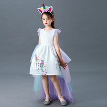 Load image into Gallery viewer, ALSAS Unicorn Dress with Long Tail + Wings Wig Hairband
