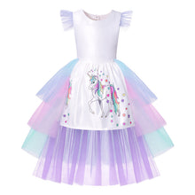 Load image into Gallery viewer, ALSAS Unicorn Dress with Long Tail + Wings Wig Hairband
