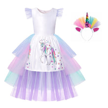 Load image into Gallery viewer, ALSAS Unicorn Dress with Long Tail + Wings Wig Hairband
