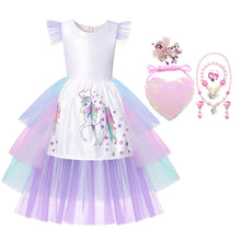 Load image into Gallery viewer, ALSAS Unicorn Dress with Long Tail + Wings Wig Hairband
