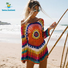 Load image into Gallery viewer, Beachsissi Colorful Knitted Cover Up Bikini Women Swimsuit Lace-up Kimono 2021 Beach Dress Bathing Suit Beachwear Tunic Robe
