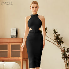 Load image into Gallery viewer, Adyce New Summer White Halter Bodycon Bandage Dress 2021 Women Sexy Hollow Out Sleeveless Midi Night Evening Runway Party Dress
