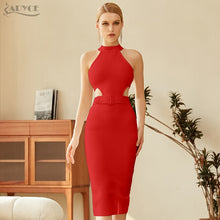 Load image into Gallery viewer, Adyce New Summer White Halter Bodycon Bandage Dress 2021 Women Sexy Hollow Out Sleeveless Midi Night Evening Runway Party Dress
