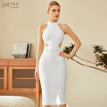 Load image into Gallery viewer, Adyce New Summer White Halter Bodycon Bandage Dress 2021 Women Sexy Hollow Out Sleeveless Midi Night Evening Runway Party Dress
