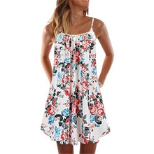 Load image into Gallery viewer, Big Swing Loose Beach Dress Women 2021 Summer Boho Dress Sexy Sleeveless Floral Print Plus Size Casual Mini Dress Vestidos S-5XL
