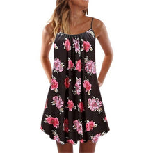 Load image into Gallery viewer, Big Swing Loose Beach Dress Women 2021 Summer Boho Dress Sexy Sleeveless Floral Print Plus Size Casual Mini Dress Vestidos S-5XL
