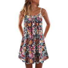 Load image into Gallery viewer, Big Swing Loose Beach Dress Women 2021 Summer Boho Dress Sexy Sleeveless Floral Print Plus Size Casual Mini Dress Vestidos S-5XL
