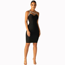 Load image into Gallery viewer, 2021New Sexy Women&#39;s Mini Irregular One Shoulder Collar Rhinestone Decorated Shoulder Strap Bodycon Bandage Dress Vestidos
