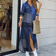 Load image into Gallery viewer, Autumn Long Dress Long Sleeve Shirt Dress Women Denim Long Dresses Pocket Button Shirt Print Dress Casual Loose Dresses 2020
