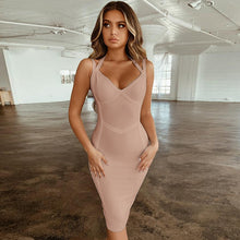 Load image into Gallery viewer, Bandage Dress 2021 New Summer robe Orange Bodycon Dress For Women High Quality Halter Sexy Celebrity Club Evening Party Dress
