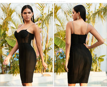 Load image into Gallery viewer, ADYCE 2021 New Summer Women Lace Sleeveless Bodycon Runway Bandage Dress Sexy Spaghetti Strap Celebrity Evening Party Club Dress
