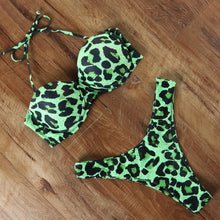 Load image into Gallery viewer, Animal Print Leopard Bikini Push Up Swimsuit Sexy Women Bikini Set 2021 Brazilian Thong Bathing Suit Bandeau Beach Wear Swimwear
