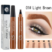 Load image into Gallery viewer, 5-Color Four-Pronged Eyebrow Pencil Eyebrow Brush Split Liquid Waterproof
