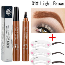 Load image into Gallery viewer, 5-Color Four-Pronged Eyebrow Pencil Eyebrow Brush Split Liquid Waterproof
