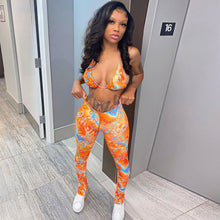 Load image into Gallery viewer, BOOFEENAA Fashion Printed Bra Crop Top and Pants 2 Piece Set Women Sexy Two Piece Club Outfits Matching Sets Sweat Suits C87CC29
