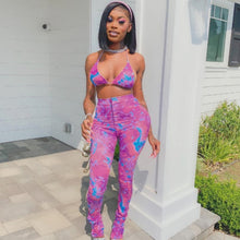 Load image into Gallery viewer, BOOFEENAA Fashion Printed Bra Crop Top and Pants 2 Piece Set Women Sexy Two Piece Club Outfits Matching Sets Sweat Suits C87CC29
