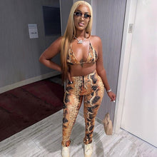 Load image into Gallery viewer, BOOFEENAA Fashion Printed Bra Crop Top and Pants 2 Piece Set Women Sexy Two Piece Club Outfits Matching Sets Sweat Suits C87CC29
