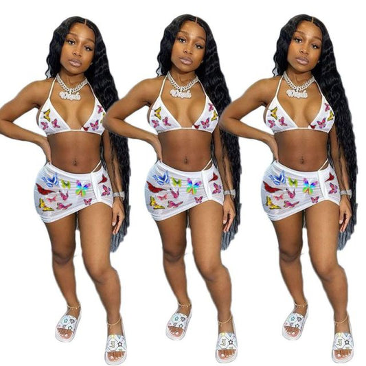 ZOOEFFBB Aesthetic Trendy Bikini Swimsuit 3 Piece Set Vacation Outfits Matching Sets for Women Sexy Summer Clothes Bathing Suit