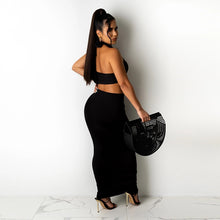 Load image into Gallery viewer, ANJAMANOR Sexy Two Piece Set Cross Halter Crop Top Maxi Skirt Party Club Vacation Outfits Women Summer Clothing 2021 D15-BI27
