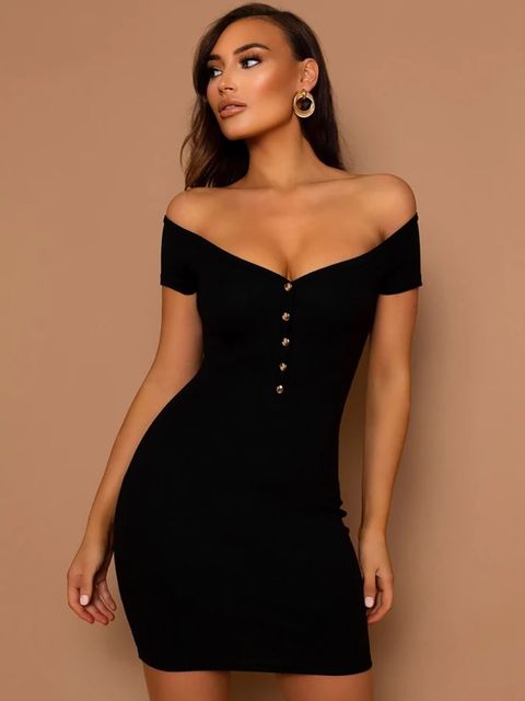 2021 Summer New Women One shoulder Bandage Dress Sexy Strapless Short Sleeve Black Mini Dress Club Bodycon Party Dress Vestidos