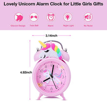 Load image into Gallery viewer, ALSAS Pink Unicorn Kids Alarm Clock Double Bell Clock with Backlight
