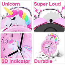 Load image into Gallery viewer, ALSAS Pink Unicorn Kids Alarm Clock Double Bell Clock with Backlight
