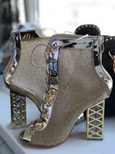 Load image into Gallery viewer, Aneikeh Size 41 42 43  Sexy Golden Bling Gladiator Sandals Women Pumps Ladies Shoes Lace-Up High Heels ANKLE Boots Fashion 2021
