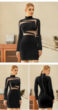 Load image into Gallery viewer, Adyce 2021 New Summer Black Lace Bandage Dress Women Sexy Long Sleeve Hollow Out Club Mini Celebrity Runway Party Dress Vestidos
