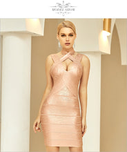 Load image into Gallery viewer, Adyce 2021 New Summer Women Gold Tank Sleeveless Mini Bodycon Bandage Dress Sexy Hollow Out Club Celebrity Runway Party Dresses
