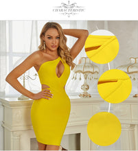 Load image into Gallery viewer, ADYCE 2021 New Summer Women One Shoulder Sleeveless Bodycon Bandage Dress Sexy Hollow Out Mini Club Celebrity Runway Party Dress
