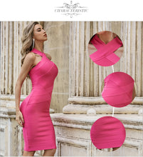 Load image into Gallery viewer, Adyce New Summer Women Sleeveless Bandage Dress Sexy Halter Rose Red  Bodycon Celebrity Runway Night Club Party Dress Vestidos
