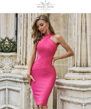 Load image into Gallery viewer, Adyce New Summer Women Sleeveless Bandage Dress Sexy Halter Rose Red  Bodycon Celebrity Runway Night Club Party Dress Vestidos
