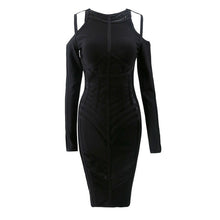 Load image into Gallery viewer, 2021 Autumn New Sexy Women&#39;S Bandage Dress Long-Sleeved Mesh Stitching Bodycon Dress Club Celebrity Evening Party Vestidos
