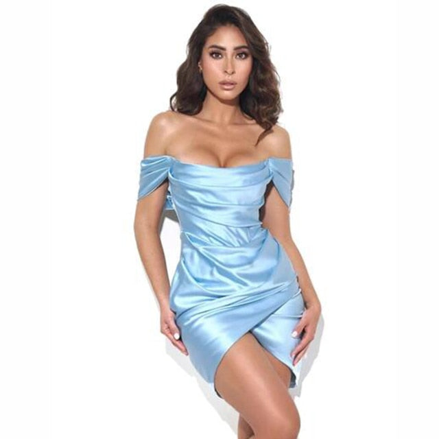 Adyce New Summer Women Fashion Off Shoulder Club Mini Dress Sexy Short Sleeve White Celebrity Evening Runway Party Lady Dresses