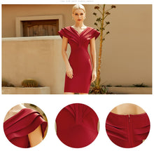 Load image into Gallery viewer, Adyce New Summer Women Off Shoulder Short Sleeve Bandage Dress Sexy V Neck Red Ruffles Club Celebrity Evening Party Dresses 2021
