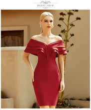 Load image into Gallery viewer, Adyce New Summer Women Off Shoulder Short Sleeve Bandage Dress Sexy V Neck Red Ruffles Club Celebrity Evening Party Dresses 2021
