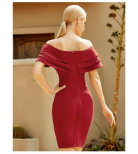 Load image into Gallery viewer, Adyce New Summer Women Off Shoulder Short Sleeve Bandage Dress Sexy V Neck Red Ruffles Club Celebrity Evening Party Dresses 2021
