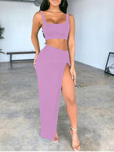 Load image into Gallery viewer, 2021 NewAsia Sexy Party 2 Piece Set Women Plus Size Crop Top Twist Side Split Long Skirts Matching Sets Club Two Piece Outfits 2021
