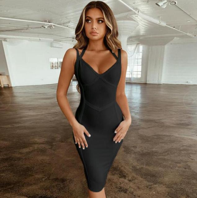 Bandage Dress 2021 New Summer robe Orange Bodycon Dress For Women High Quality Halter Sexy Celebrity Club Evening Party Dress