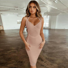 Load image into Gallery viewer, Bandage Dress 2021 New Summer robe Orange Bodycon Dress For Women High Quality Halter Sexy Celebrity Club Evening Party Dress
