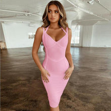 Load image into Gallery viewer, Bandage Dress 2021 New Summer robe Orange Bodycon Dress For Women High Quality Halter Sexy Celebrity Club Evening Party Dress
