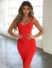 Load image into Gallery viewer, Bandage Dress 2021 New Summer robe Orange Bodycon Dress For Women High Quality Halter Sexy Celebrity Club Evening Party Dress
