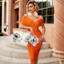 Load image into Gallery viewer, ADYCE New Summer Off Shoulder Bandage Dress Women 2021 Sexy Short Sleeve Midi Bodycon Club Celebrity Evening Runway Party Dress
