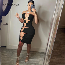 Load image into Gallery viewer, ANJAMANOR Sexy Cut Out Lace Up Midi Bandage Dresses for Women Party Night Club Wear Bodycon Dresses Summer 2021 D96-CG25
