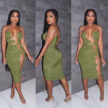 Load image into Gallery viewer, ANJAMANOR Sexy Cut Out Lace Up Midi Bandage Dresses for Women Party Night Club Wear Bodycon Dresses Summer 2021 D96-CG25
