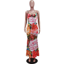 Load image into Gallery viewer, Bonnie Forest Fashion Retro Floral Print Maxi Dresses Boho Summer Spagetti Straps Bodcyon Party Club Dress Vacation Outfits 2021
