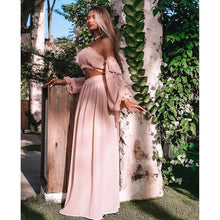 Load image into Gallery viewer, 2021 new Women&#39;s Clothing Set Off Shoulder Long Sleeve Tops and Cover Up Skirt Two-piece Suit for Travelling Beach Vacation
